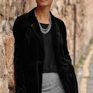 J Jill Black Velvet Women's Blazer Jacket Size Small NEW